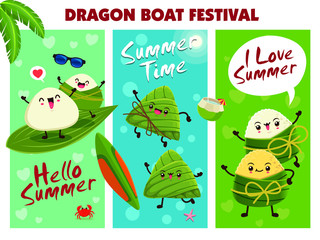 Vintage Chinese rice dumplings cartoon character. Dragon boat festival illustration.(caption: Dragon Boat festival, 5th day of may)