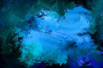 cool stylish painting, fantastic sea cave blue colored background