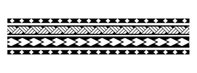 Polynesian tattoo simple template. Tattoo tribal maori pattern, polynesian ornamental  design seamless vector - obrazy, fototapety, plakaty
