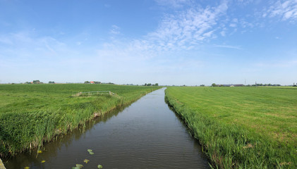 Canal through farmland in Friesland