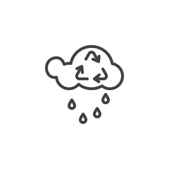 Water cycle line icon. linear style sign for mobile concept and web design. Cloud with rain drops and recycle arrows outline vector icon. Symbol, logo illustration. Vector graphics