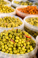 Various olives at local market in southern Spain
