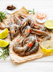 Fresh raw prawns