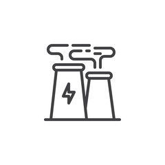 Power plant smoke line icon. linear style sign for mobile concept and web design. Factory pipes, eco pollution outline vector icon. Symbol, logo illustration. Vector graphics