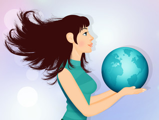 girl with world