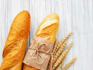 Freshly baked baguette bread