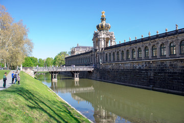 Fototapeta na wymiar Dresden, Germany - The most famous and beautiful palace complex in Germany Zwinger in the Baroque style is always filled with tourists.