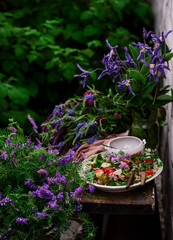 Vegetarian salad of green buckwheat