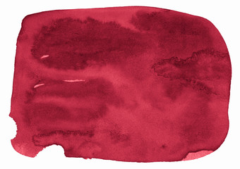 Watercolor background of trendy colors of Persian red with sharp borders and divorces. Watercolor brush stains. With copy space for text.