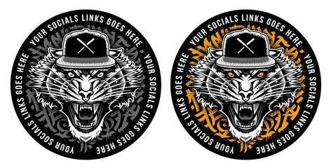 Roaring Tiger in Snapback Sticker Design