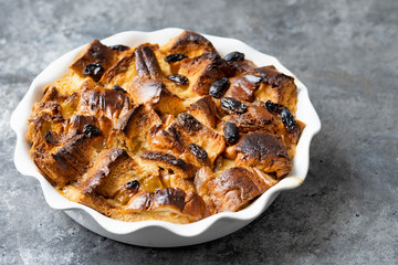 rustic golden english bread and butter pudding