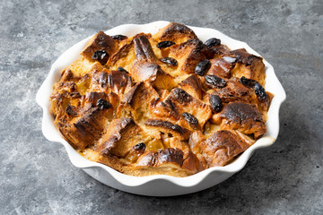 rustic golden english bread and butter pudding
