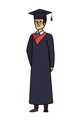 young man student graduated with glasses