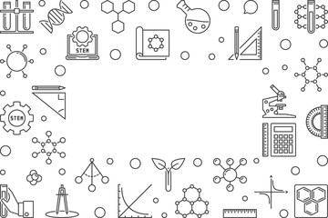 Science, Technology, Engineering and Math vector STEM concept outline frame or illustration with empty space for your text