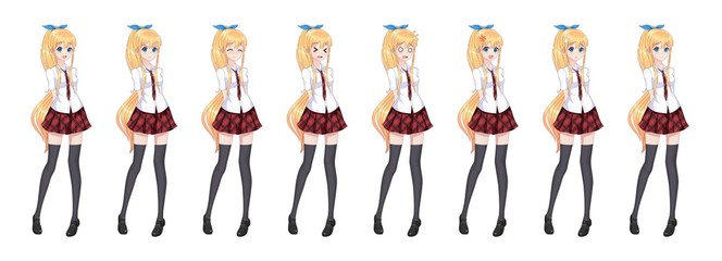 Anime manga schoolgirl plaid red skirt tie pattern