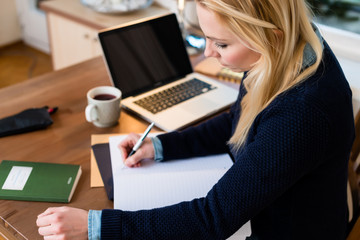 Obraz premium Woman working at her desk