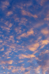Obraz premium Beautiful blue sky with small cirrus clouds illuminated by the sun