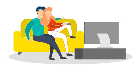 Family couple sitting at home on couch