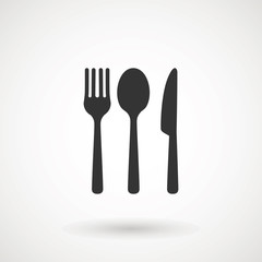 knife, fork and spoon on white background. Vector illustration - Vector