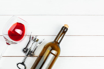 Wine glass on wooden background