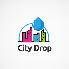 city color drop logo vector, icon, element, and template for company