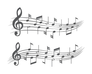 Music notes on staves on white