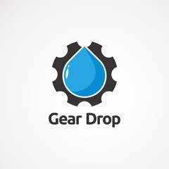 simple gear drop logo vector, icon, element, and template for company