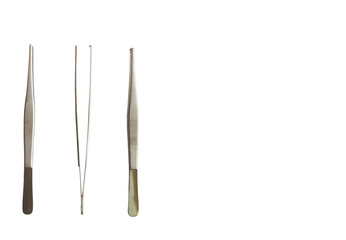 Doctor tools ,forceps on white background with copy space