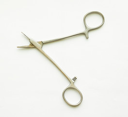 needle holder  forceps on white background