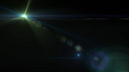 Lens flare effect on black background. Digital illustration.