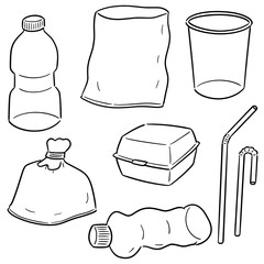 vector set of plastic object and foam box