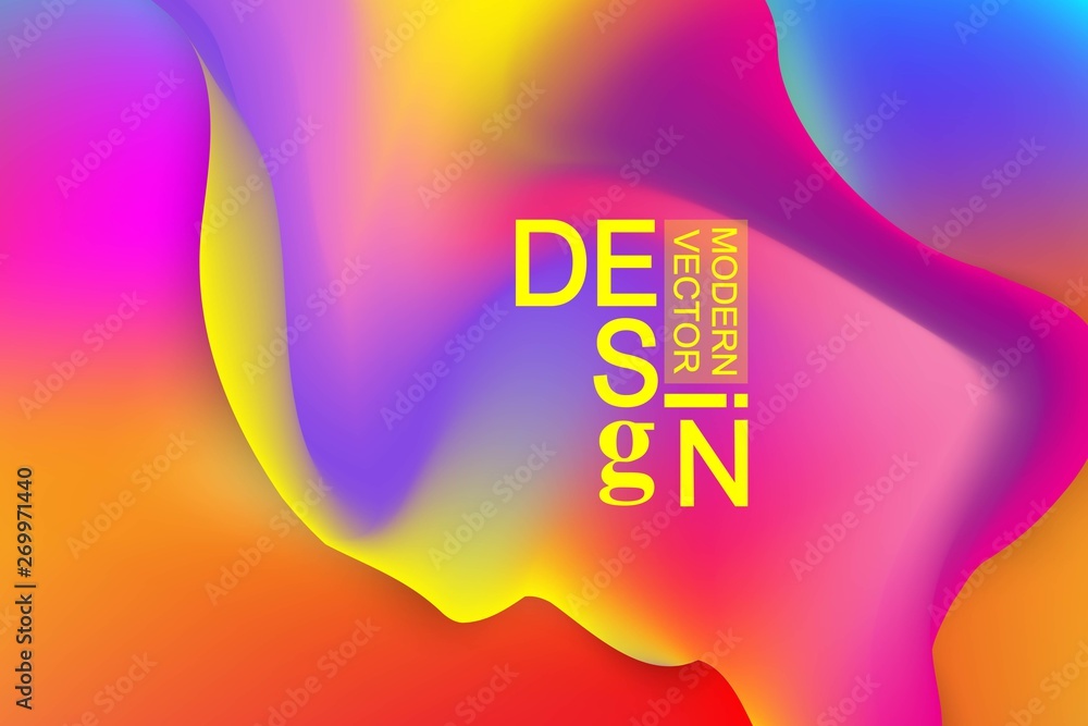 Aufkleber Colorful geometric abstract background fluid liquid wavy gradient flowing dynamic shapes. Modern trendy background for your presentation banner design vector template
