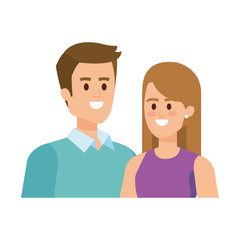 Obraz na płótnie Canvas young couple lovers avatars characters