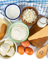 dairy products isolated on white background