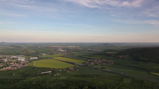 View from Lovos Hill. Sunset  in Central Bohemian Highlands, Czech Republic. Central Bohemian Uplands  is a mountain range located in northern Bohemia. The range is about 80 km long.