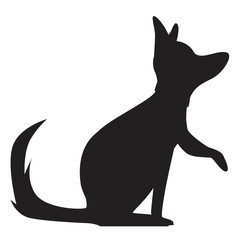 Silhouette of a German shepherd dog looking up and raising his leg