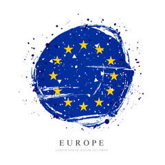 Flag of Europe in the form of a large circle. 12 golden stars. Vector illustration
