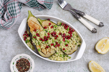 Fried eggplant with couscous