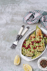 Fried eggplant with couscous