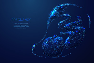 Pregnancy low poly wireframe illustration