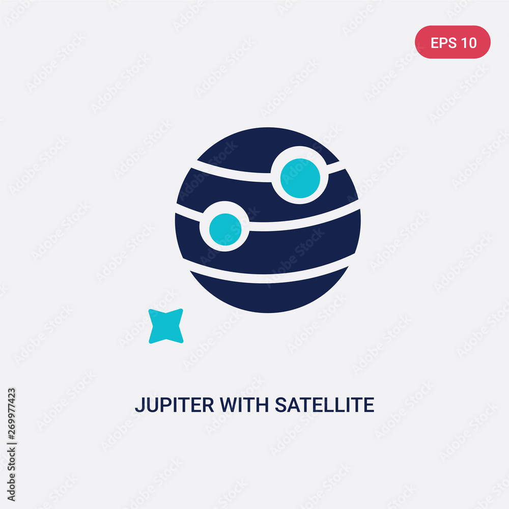 Aufkleber two color jupiter with satellite vector icon from astronomy concept. isolated blue jupiter with sate