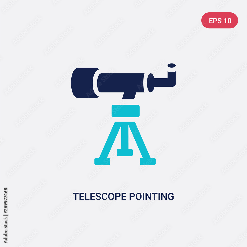 Poster two color telescope pointing up vector icon from astronomy concept. isolated blue telescope pointing