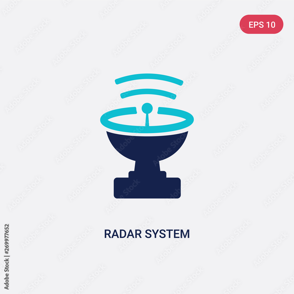 Poster two color radar system vector icon from astronomy concept. isolated blue radar system vector sign sy
