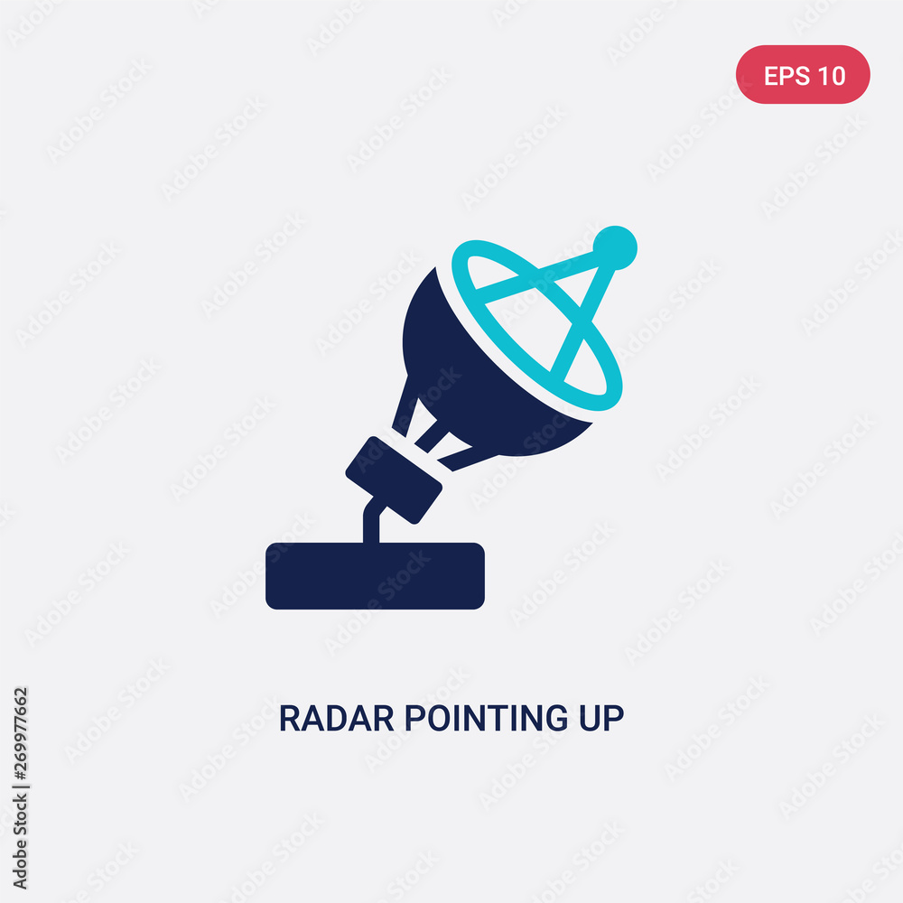 Poster two color radar pointing up vector icon from astronomy concept. isolated blue radar pointing up vect