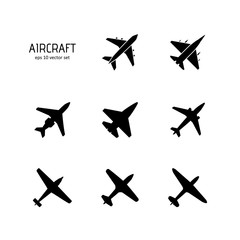 Aircraft - vector icon set on white background.