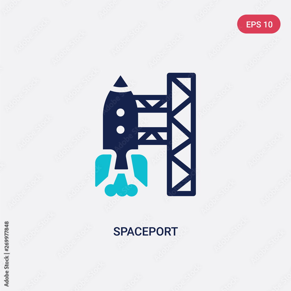 Poster two color spaceport vector icon from astronomy concept. isolated blue spaceport vector sign symbol c