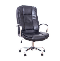 New office leather comfortable chair for executive positions or office workers. Orthopedic chair to support the back and relieve fatigue and tension on a white background, isolate