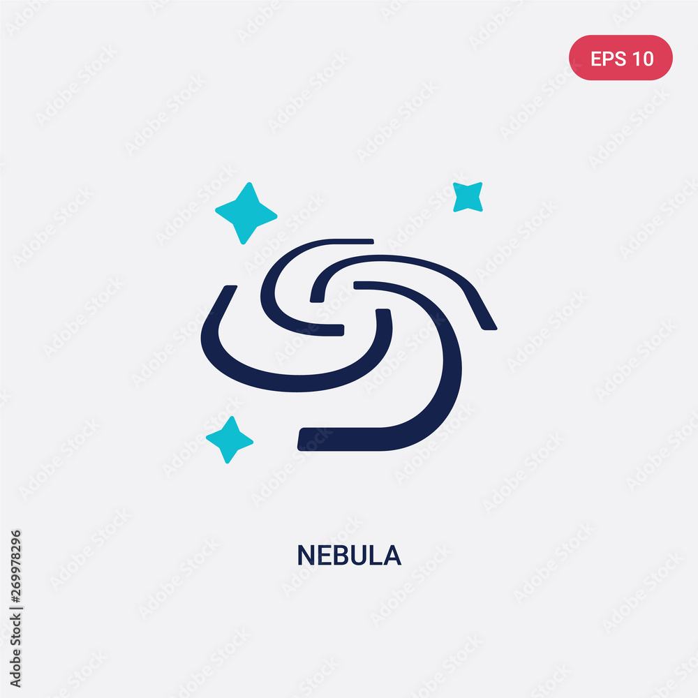 Poster two color nebula vector icon from astronomy concept. isolated blue nebula vector sign symbol can be 