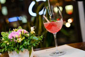 glass of red wine on a table
