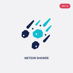two color meteor shower vector icon from astronomy concept. isolated blue meteor shower vector sign symbol can be use for web, mobile and logo. eps 10